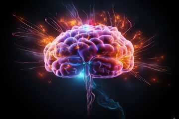 human brain technology material in front of dark background