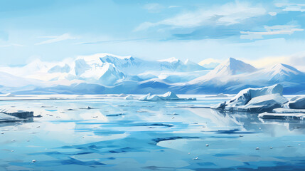 Fototapeta na wymiar Illustration of beautiful glacier mountain peaks