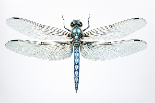 illustration of a dragonfly on a white background, generative ai