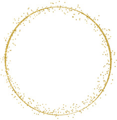 Round frame with golden glitter line and confetti
