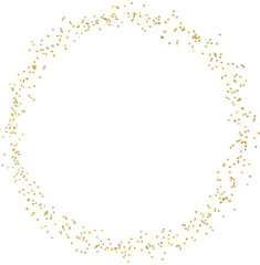 Golden glitter round frame with confetti