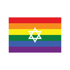 Gay Jewish Pride Flag icon. LGBT Pride Month illustration LGBTQ community concept. International LGBT Pride Day. International Day Against Homophobia Transphobia and Biphobia. Gay Jewish Pride Flag.