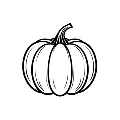 Halloween silhouette black pumpkin sketch. Vector illustration, traditional Halloween decorative element. Thanksgiving Day pumpkin silhouette, isolated on white background.