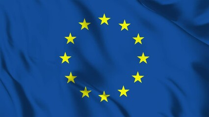 European Union flag background with seamless looping animation in 60 fps - Powered by Adobe