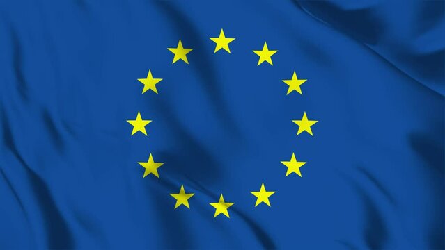 European Union flag background with seamless looping animation in 60 fps