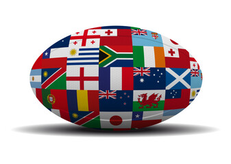 Team flags Rugby ball - 2023 Tournament