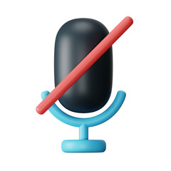 3d icon mute isolated on transparent background