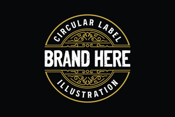 Fototapeta na wymiar Circular Ornament Border Frame Royal Badge Emblem Stamp Label Logo Design Vector
