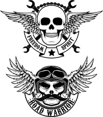 The spirit of freedom and road warrior. Vector illustration tattoo style