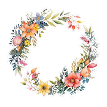circle Watercolor Flower wreath