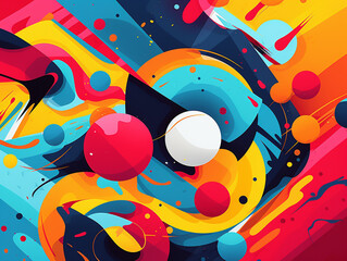 A Playful Vector Art Illustration of a Bold Abstract Composition using Vibrant Pops of Saturated Colors | Generative AI