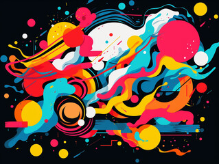 A Space Like Vector Art Illustration of a Bold Abstract Composition using Vibrant Pops of Saturated Colors | Generative AI