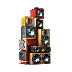 Fototapeta na wymiar stack audio music speaker isolated