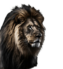 Lion king head isolated on white background, Transparent cutout