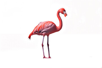 Obraz premium Pink flamingo isolated on a white background, Transparent cutout