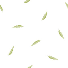 green leaves seamless pattern, tiny vector background, botanical print for wallpaper, home decor, interior decoration, cover design on white background.