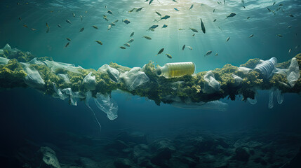 Obraz na płótnie Canvas KI Generated picture, plastic pollution ocean