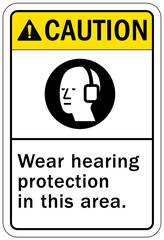 Ear protection area sign and labels