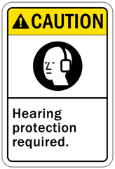 Ear protection area sign and labels hearing protection required