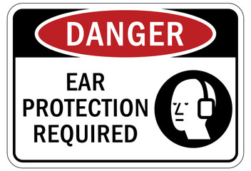 Ear protection area sign and labels