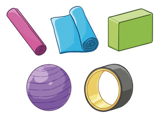 Illustration of yoga accessories