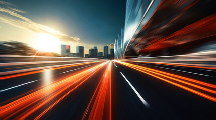 Fototapeta na wymiar Abstract Motion Blur modern city background with light trails.