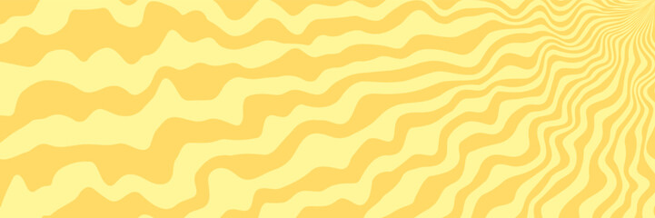 Simple wavy abstract background. Vector illustration of stripes with optical illusion, op art. Long horizontal banner. - 623002794