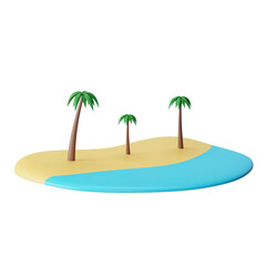 3d icon beach isolated on transparent background
