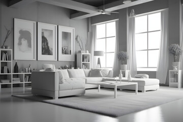 Naklejka na ściany i meble living room aesthetics Made with Generative AI