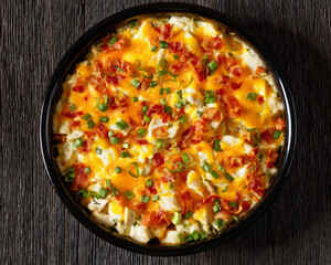 chicken bake in creamy sauce with cheese, bacon