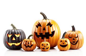 Fototapeta premium Halloween pumpkins isolated on white background