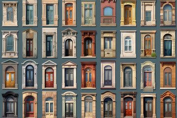 Obraz premium Doors and windows collage. Colourful composition