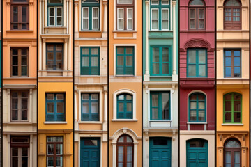 Fototapeta na wymiar Variety of windows collage. Colourful composition
