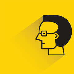 male head character with shadow on yellow background
