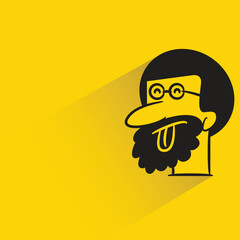 beard man with shadow on yellow background
