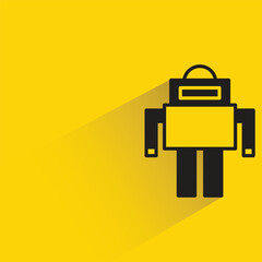 robot with shadow on yellow background