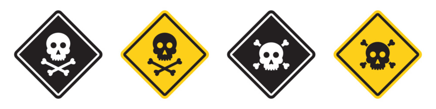 Danger with skull icon. warning skull icon, vector illustration