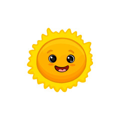 Cute cartoon sun isolated on white background. Sun character for your design.