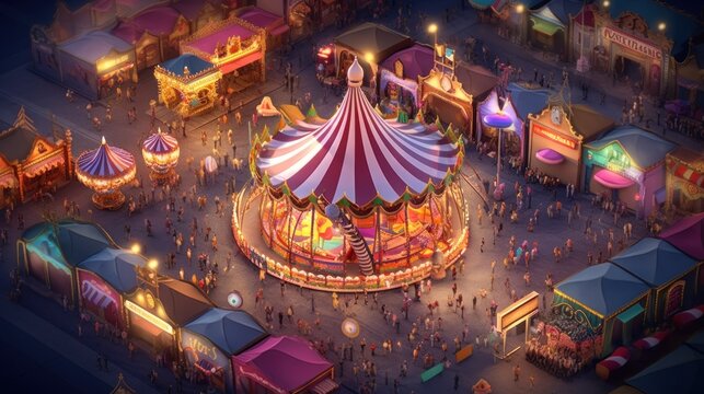 carousel in the park HD 8K wallpaper Stock Photographic Image