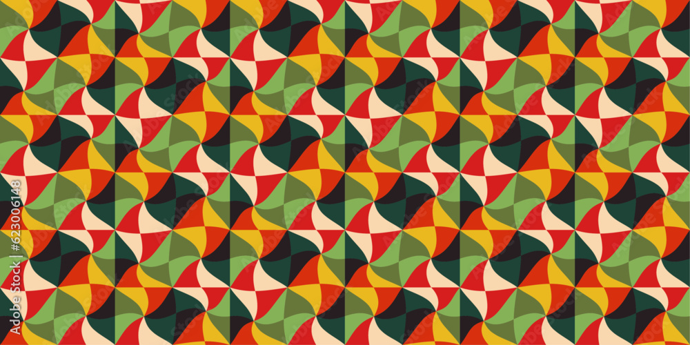 Poster colored mosaic pattern of wavy rhombs. for prints, surfaces, wallpapers, textiles, etc. vector and s