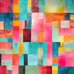patchwork background, modern, bright colour AI