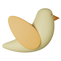3d icon bird isolated on transparent background