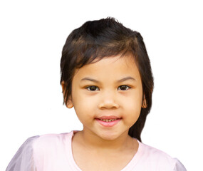 small girl smilling and looking at the camera