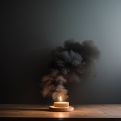 Fog In Darkness - Smoke And Mist On Wooden Table