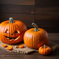 Still life with pumpkins Halloween background