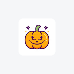 Scary Hallow Pumpkin Lineal Color Outline Icon