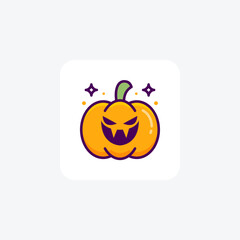 Fototapeta premium Scary Hallow Pumpkin Lineal Color Outline Icon