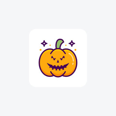 Scary Hallow Pumpkin Lineal Color Outline Icon