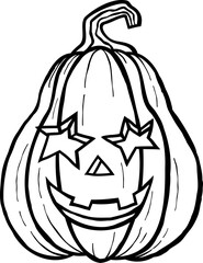 pumpkin head13 black outline clipart for halloween party celebration and decoration