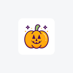 Scary Hallow Pumpkin Lineal Color Outline Icon